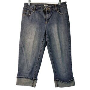 Liz & Co. Womens Size 8 Stretch Denim Capri Jeans Cuffed Leg